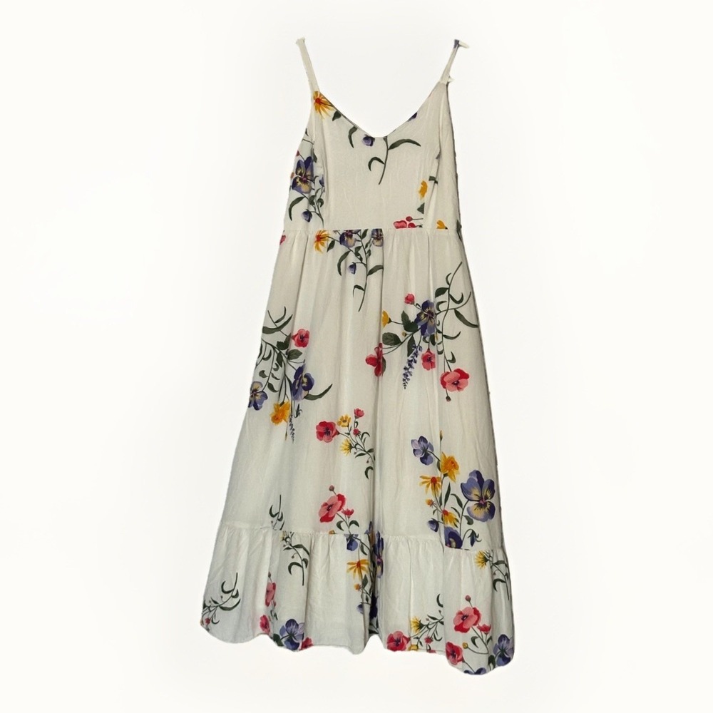 Old Navy Floral Smocked Midi Dress Small Cottagecore Sundress Picnic Garden - Picture 2 of 6
